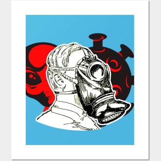 Alien UFO and gas mask Posters and Art